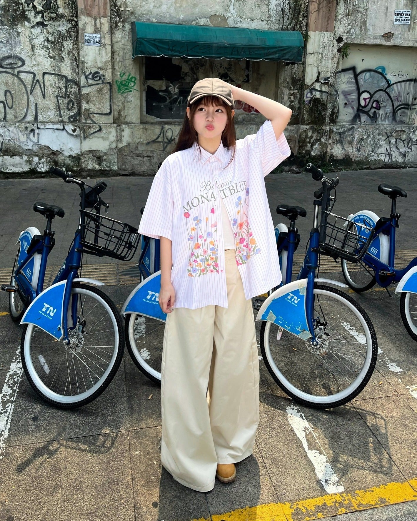 셔츠 박시 블룸 옥스포드