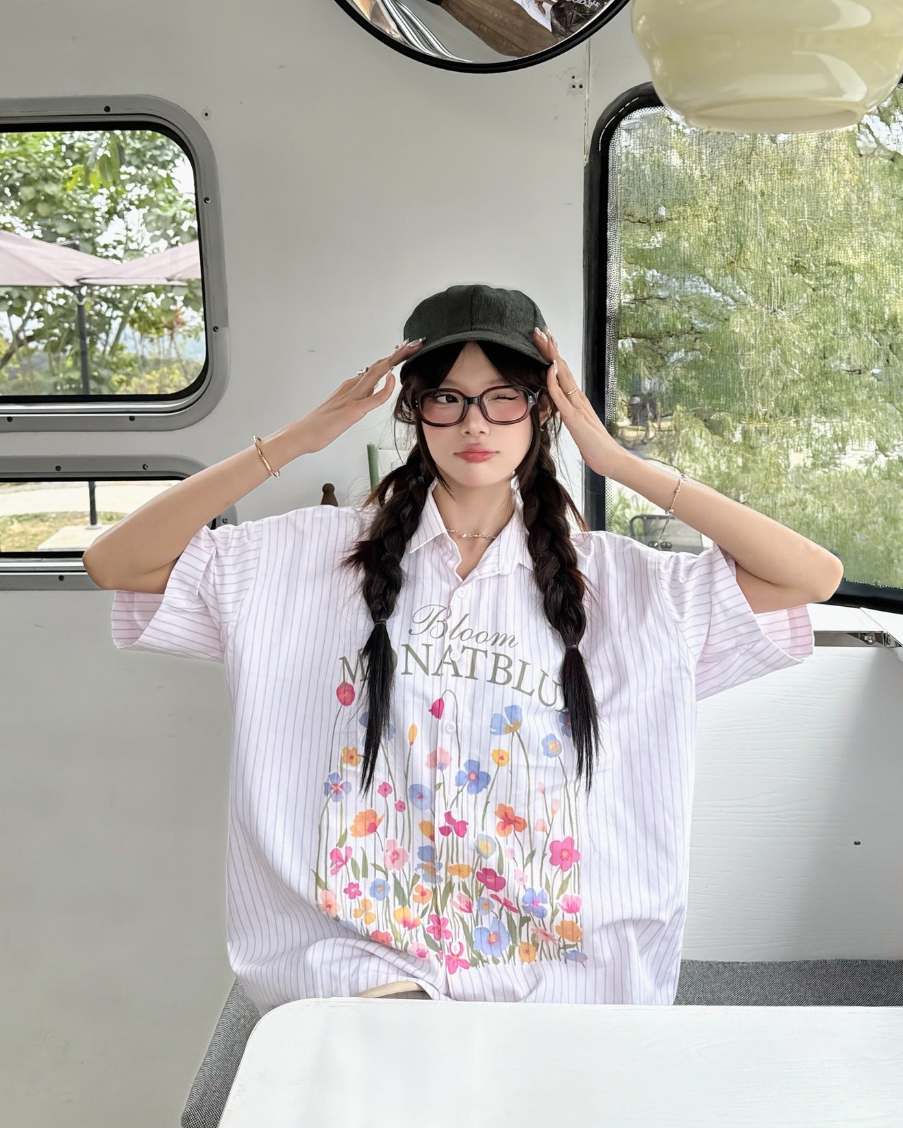 셔츠 박시 블룸 옥스포드