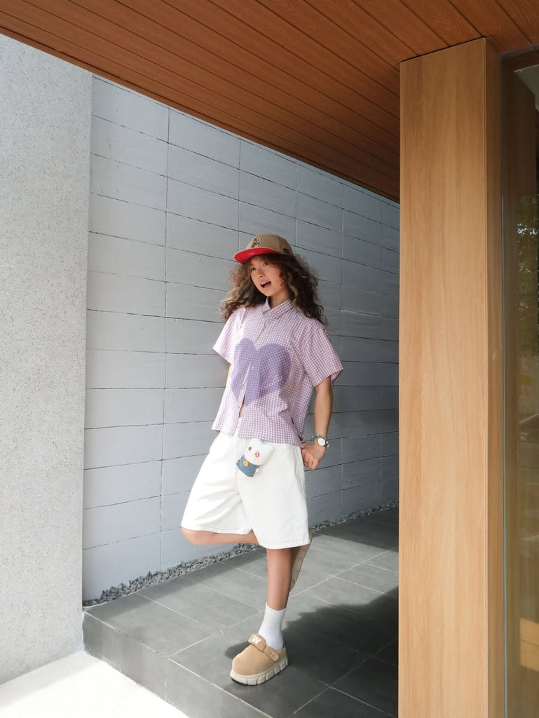 SHIRT 카로 퍼플 하트
