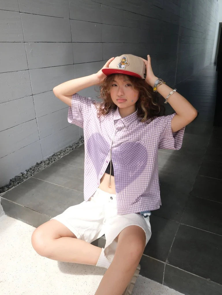 SHIRT 카로 퍼플 하트