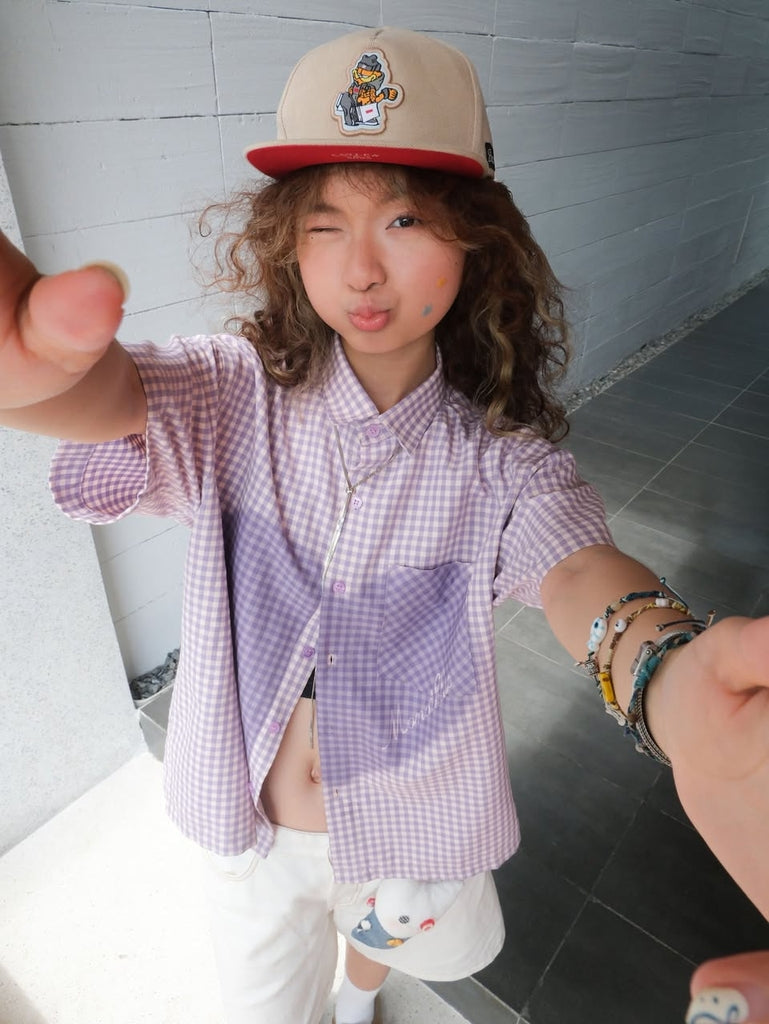 SHIRT 카로 퍼플 하트
