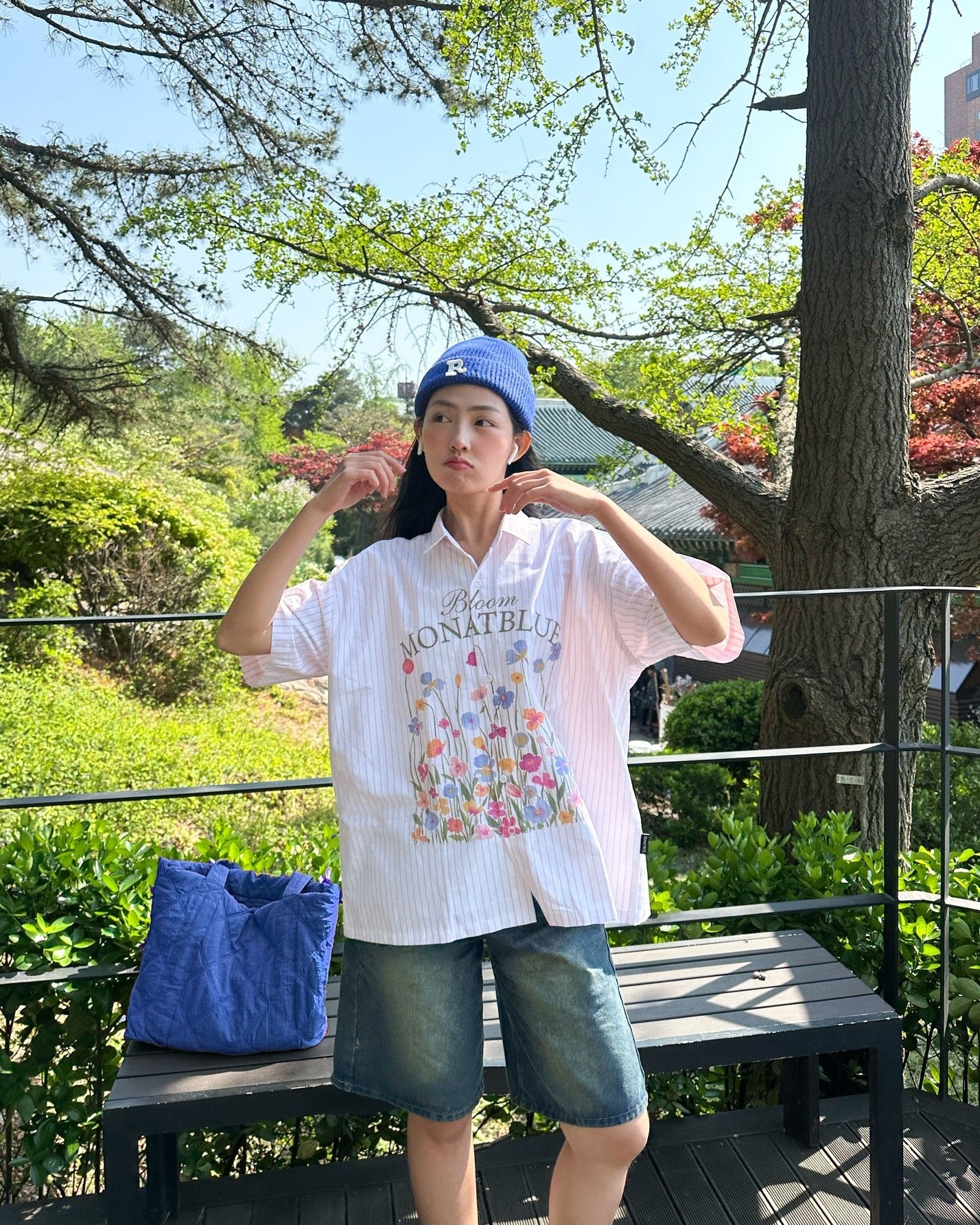 셔츠 박시 블룸 옥스포드