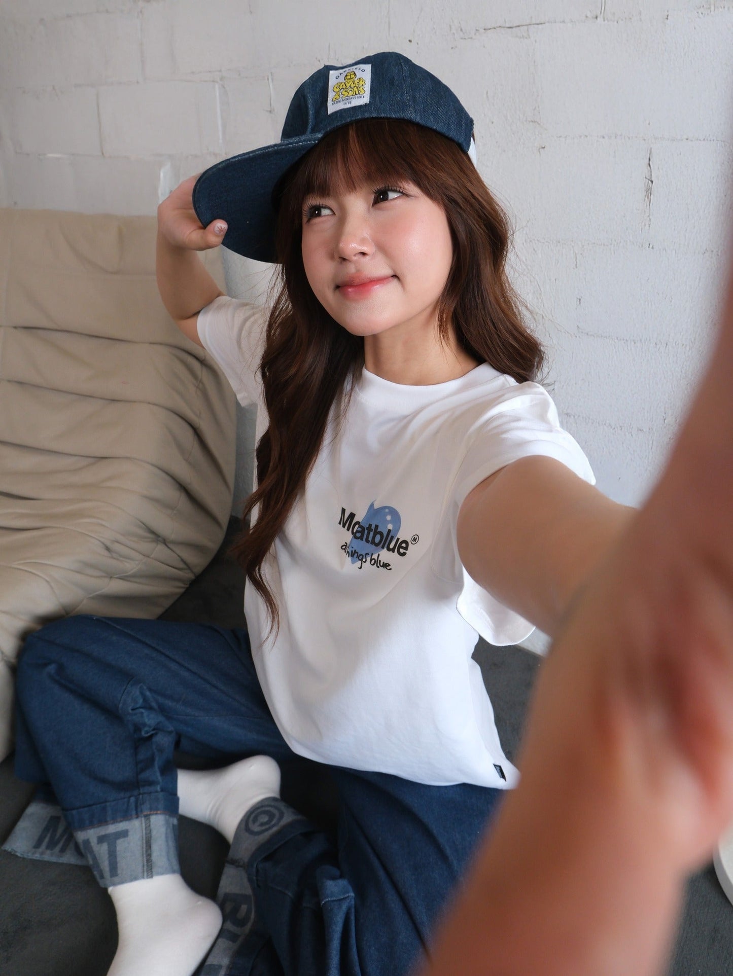 티셔츠 블루 체리 하트