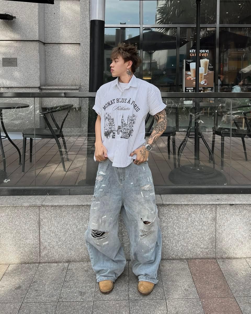 셔츠 박시 파리 옥스포드