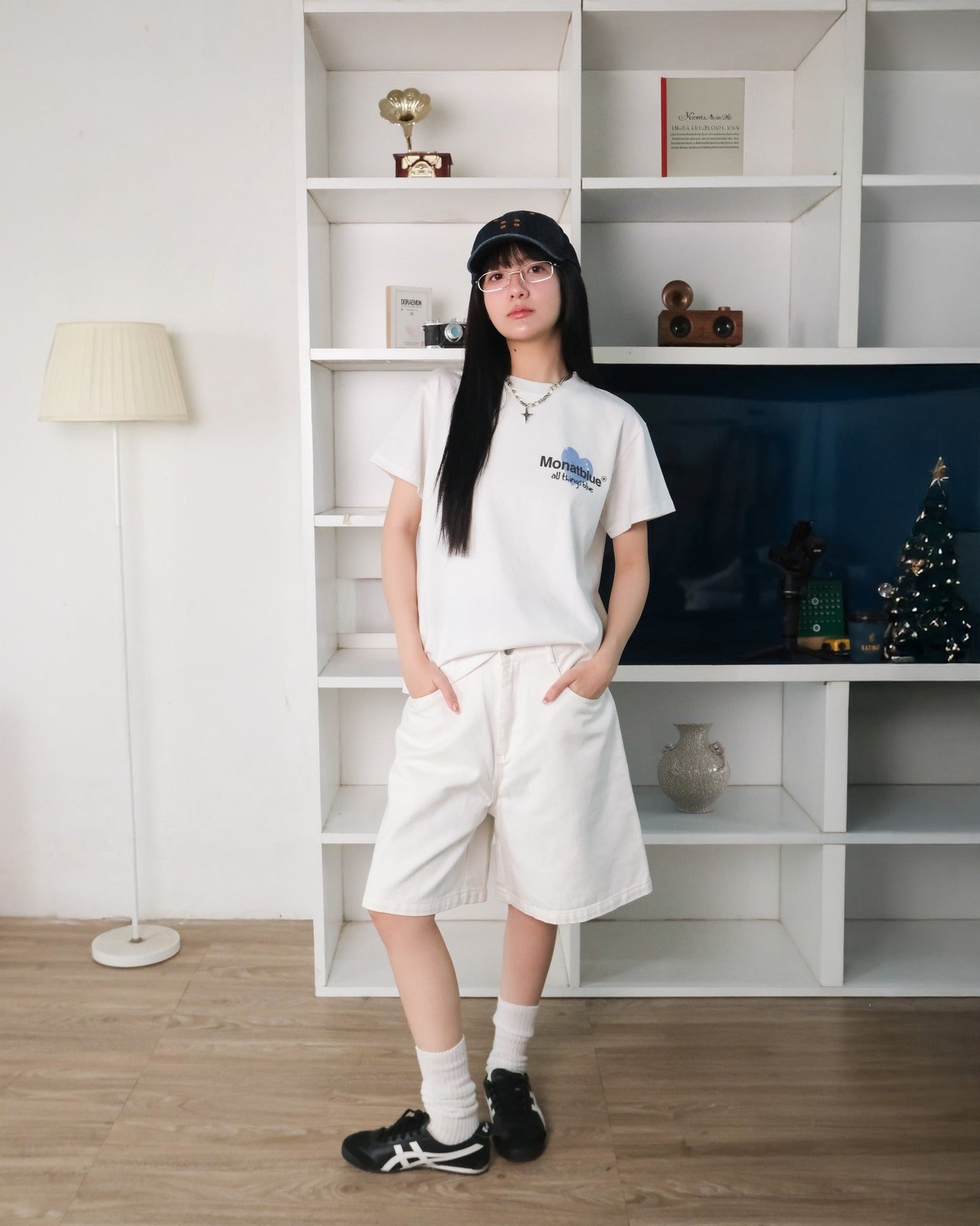티셔츠 블루 체리 하트