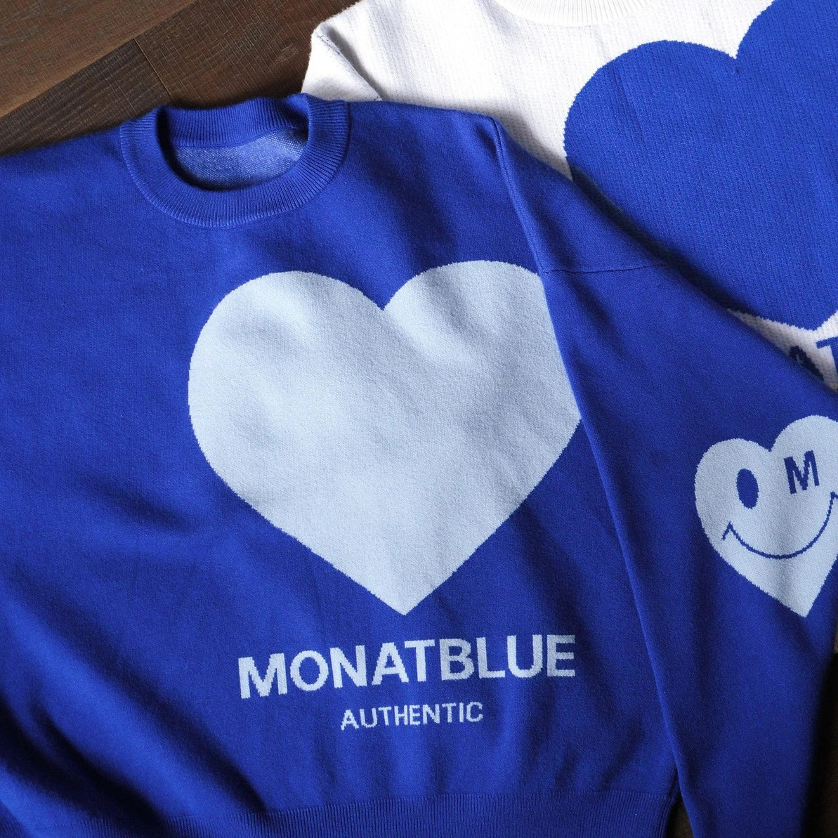 KNIT BLUE HEART WITH BIG HEART