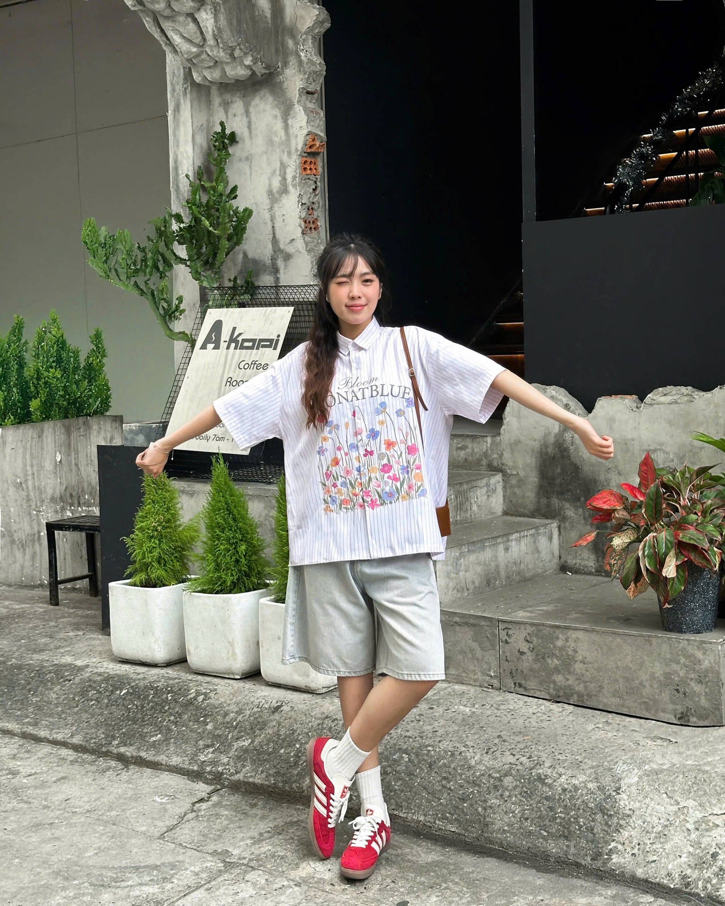 셔츠 박시 블룸 옥스포드